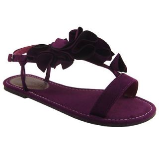 womens ruffled flat sandals ankle strap
