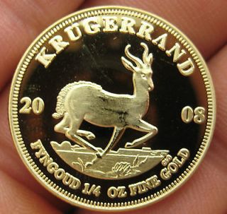 quarter oz ounce 24K .999 Gold Clad 2008 Krugerrand bullion Coin