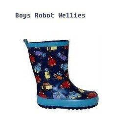 BOYS BLUE ROBOT DESIGN WELLIES WELLINGTON BOOTS SIZES INFANT SIZES 4 