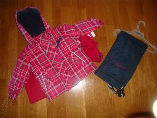 NWT Girl GUSTI Pink Plaid Snowsuit Set 4 Pc Coat Snowpants Neck Warmer 