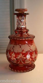   Grand Tour 19thC Bohemian Ruby Cranberry Cut Glass Decanter AS IS
