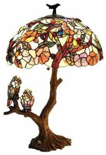 Handcrafted Birds In Harmony Tiffany Style Stained Glass Table Lamp W 