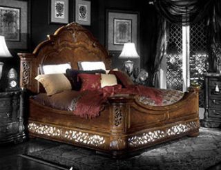 fruitwood rococo king mansion bed  3895 37