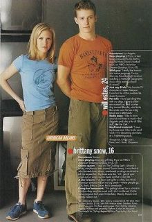 Brittany Snow Will Estes teen magazine pinup clipping Teen Beat Bop 