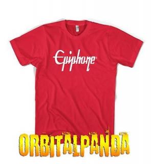Red T Shirt with White EPIPHONE logo   guitar casino sg les paul