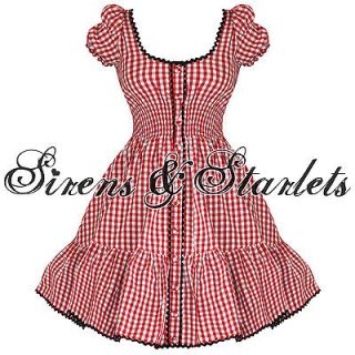 HELL BUNNY MAUDE LADIES NEW RED GINGHAM LOLITA 50S VTG ROCKABILLY PROM 