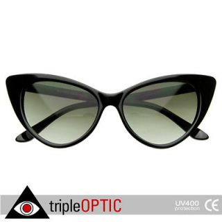   Cateyes Vintage Inspired Fashion Pointed Cat Eye Sunglasses (Black