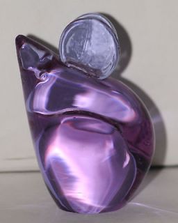 Maleras Sweden Lead Crystal Purple Mouse Paperweight Paper Weight
