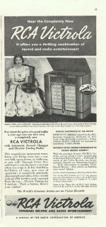 1938 VINTAGE RCA VICTROLA RECORD RADIO PLAYER COMPLETELY NEW PRINT AD