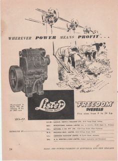 Vintage 1956 LISTER FREEDOM DIESEL ENGINES SHEARING Advertisement