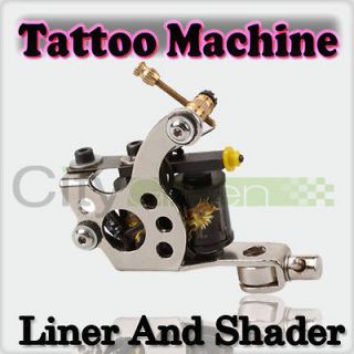 New Handmade Tattoo Machine Liner Shader Gun Silver Custom