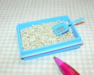 Miniature Blue Resin Kitty Litter Box / Scoop   DOLLHOUSE 1/12 Scale 