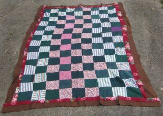 vintage barkcloth and feedsack quilt top 56 x 88  45 00 or 