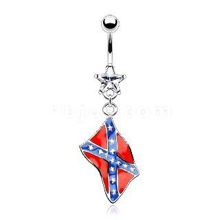belly button rings rebel flag body jewelry dangle navel 14g