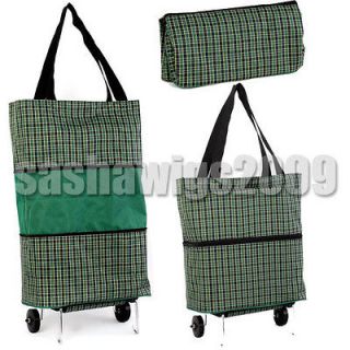 Folding Foldable Wheels Shopping Laundry Tote Bag Cart Trolley