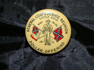 UCV United Confederate Veterans Little Rock Arkansas 1911 Pinback 