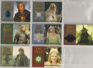 TOPPS LORD OF THE RINGS COSTUME RELIC LOT (7) CARDS GANDALF ARWEN 