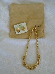 Grosse Gold Vermeil Earrings Necklace Set Germany 815 NEVER WORN!