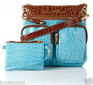 Samantha Brown Square Crossbody Bag with Wristlet   Turquoise