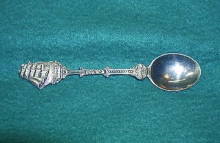 1558 Chinese Export Silver Spoon w Clipper Ship Motif Character 