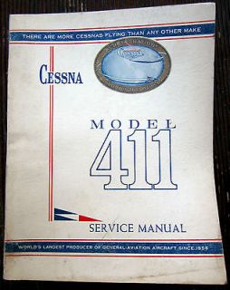 Cessna Series 411 Model Service Manual Airplane Aircraft Plane Book 