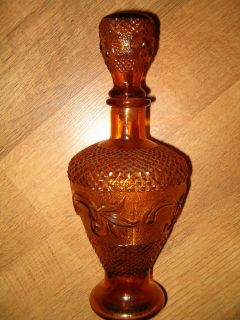 Amber Glass Liquor Decanter/Decorative Bottle Overall Height Approx 10 