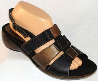 Rieker Antistress Heidrun Black Bronze Leather Sandals 9/40 11/42 CB 