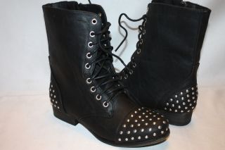 NEW MADDEN GIRL by STEVE MADDEN Black Stud GEWELZ Motorcycle Lace Up 