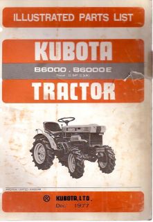 kubota b6000 and b6000e tractor illustrated parts list time left