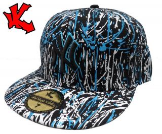 new ny new york fitted blue paint baseball cap 6