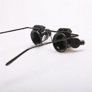 20x Magnifier Magnifying Eye glasses Loupe Jeweler LED Light For Watch 