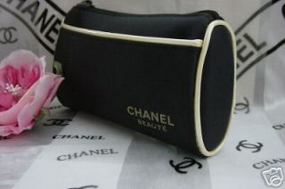CHANEL BEAUTE COSMETIC MAKEUP BAG CASE BLACK GOLD RARE NEW LIMITED 
