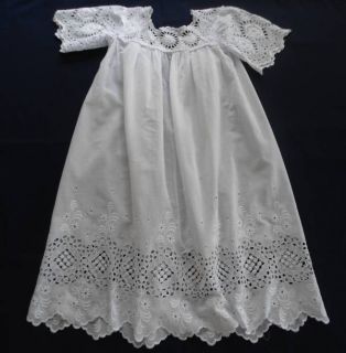 Victorian Linen White Baby Doll Gown Dress Broderie Eyelet Lace