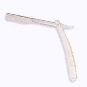 filarmonica straight razor with white plastic handle 