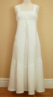 MAX MARA Dress White Linen Full Length Flowing Sleeveless Summer Belt 