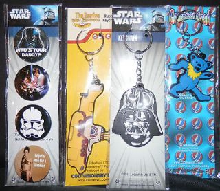Choice of Licensed Key Chains or Buttons   Star Wars   Grateful Dead 