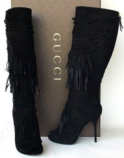 GUCCI New Designer Black Shoes Boots sz 10 40 Womens $1990 High Heel
