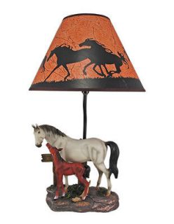 Gray Mare and Foal Horse Table Lamp w/ Shade WESTERN GIFT COLLECTIBLE