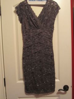 marina gunmetal lace beaded dress size 6