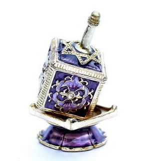 Decor Enameled Jeweled Dreidel & Display Chanukah Hanukkah Sevivon 