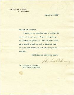 woodrow wilson typed letter signed 08 15 1914 expedited shipping