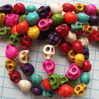 8x10mm Colorful Howlite Turquoise Skull Loose Beads 40pcs