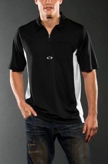 Oakley Track Polo Team Shirt   Mens Short Sleeve   Black/White 