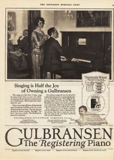 1923 AD Gulbransen REGISTERING piano  Philip Lyford art advertising