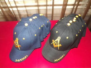 lot of 3 (Black) Embroidered Hats Masonic Ball Style Caps