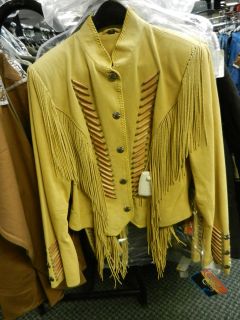 Womens Cripple Creek CL25761 Dark Yellow Wooden Fringe Western Jacket 
