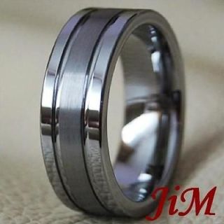 8mm tungsten rings mens wedding band her jewelry brushed stone