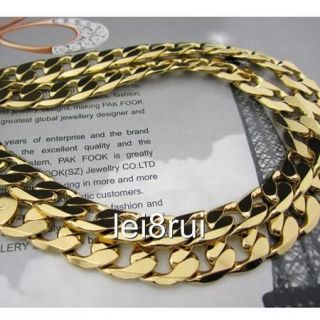 Heavy mens 18k yellow gold filled necklace Curb chain GF jewelry 60cm 