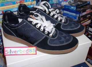 COACH Mens Shoes MIDAS Signature Suede 8.5 Black Q758 Rare Brand NEW 