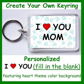 Personalized I Heart ( Love ) You Two Sided Keyring Keychain Key Fob 